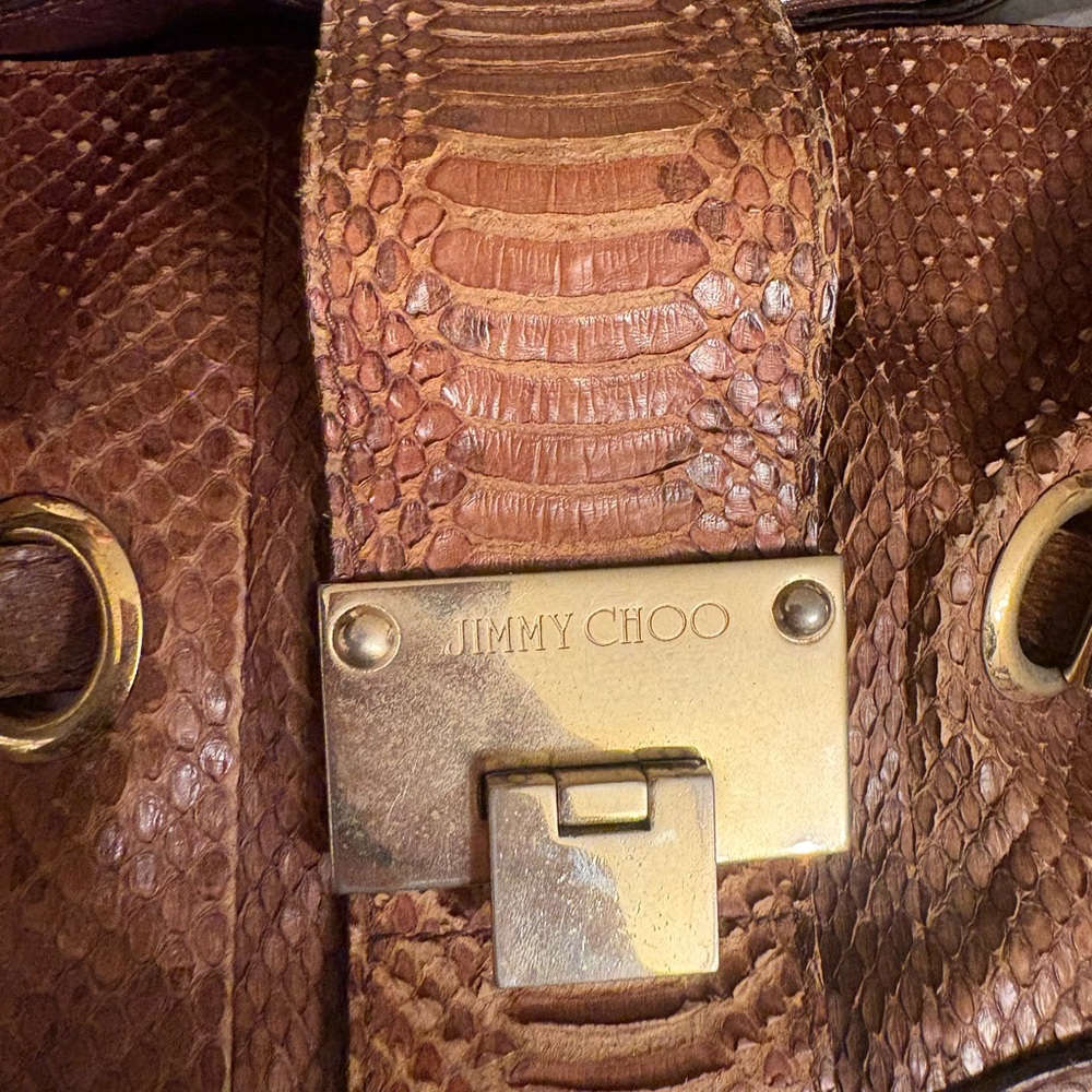 Jimmy Choo Python Leather Hand Bag Excellent Cond… - image 6